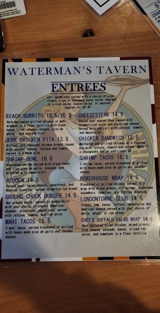 Waterman's Tavern Menu image 3